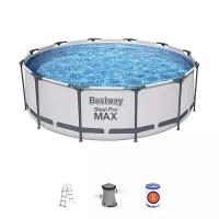 Bestway 56418 BW Каркасный бассейн Steel Pro Max 366х100см, 9150л, фил.-насос 2006л/ч, лестница