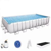Bestway 56475 BW Каркасный бассейн Power Steel 732х366х132см, 30045л, песч.фил.-нас. 5678л/ч, лестн., тент, попл.-доз