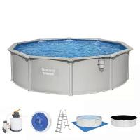 Bestway 56384 BW Стальной бассейн Hydrium 460х120см, 17430л, песч.фил.-нас. 5678л/ч, лестн., тент, подст., попл.-доз.