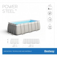 Bestway 56671 BW Каркасный бассейн Power Steel 488х244х122см, 11532л, песч.фил.-нас. 3028л/ч, лестн., тент, попл.-доз
