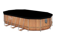 Bestway 56719 BW Каркасный бассейн Power Steel 610x366x122см "Камень" 20241л, фил.-нас. 9463л, лестн, гидромас, подсв