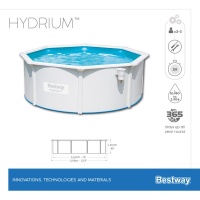 Bestway 56574 BW Стальной бассейн Hydrium 360х120см, 10990л, песч.фил.-нас. 3028л/ч, лестн., тент, подст., попл.-доз.